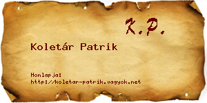 Koletár Patrik névjegykártya