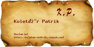 Koletár Patrik névjegykártya