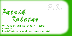 patrik koletar business card